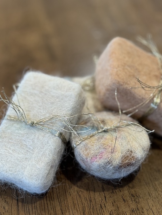 Alpaca fleece felted soap