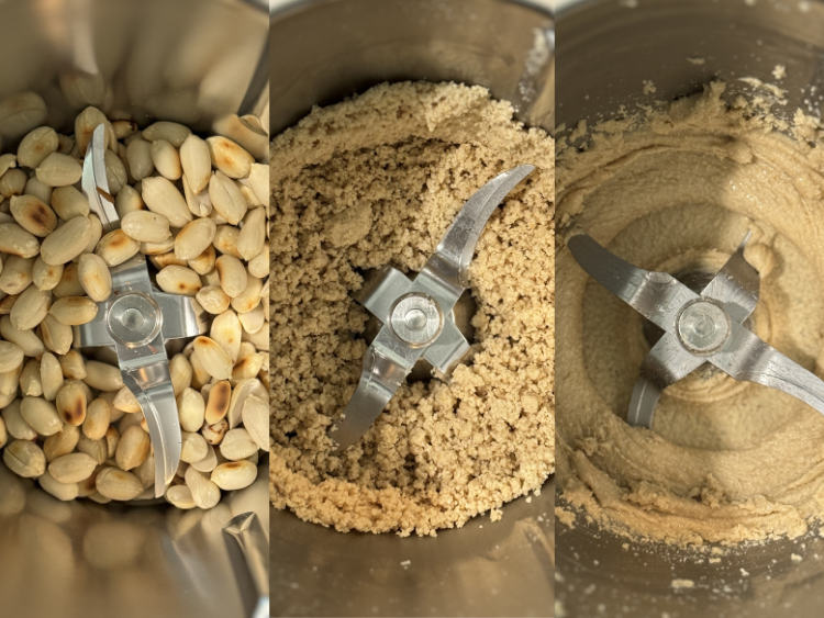 Different consistencies while blending peanuts to make peanut butter