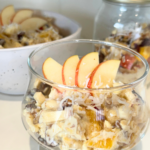 Bircher muesli in different types of glasses and bowls